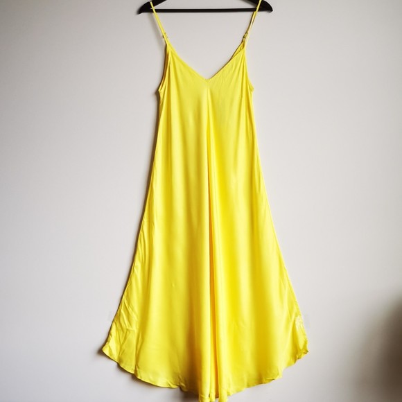 NEW L'agence Buttercup Yellow V-Neck Lorraine Trapeze Midi Slip Dress XS Summer - Picture 5 of 12